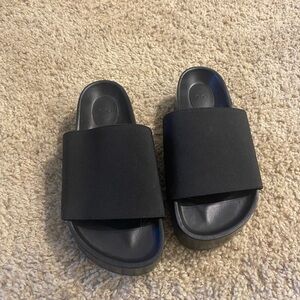 C O Women’s Platform Slides in Black Size 36 Slip On Sandals